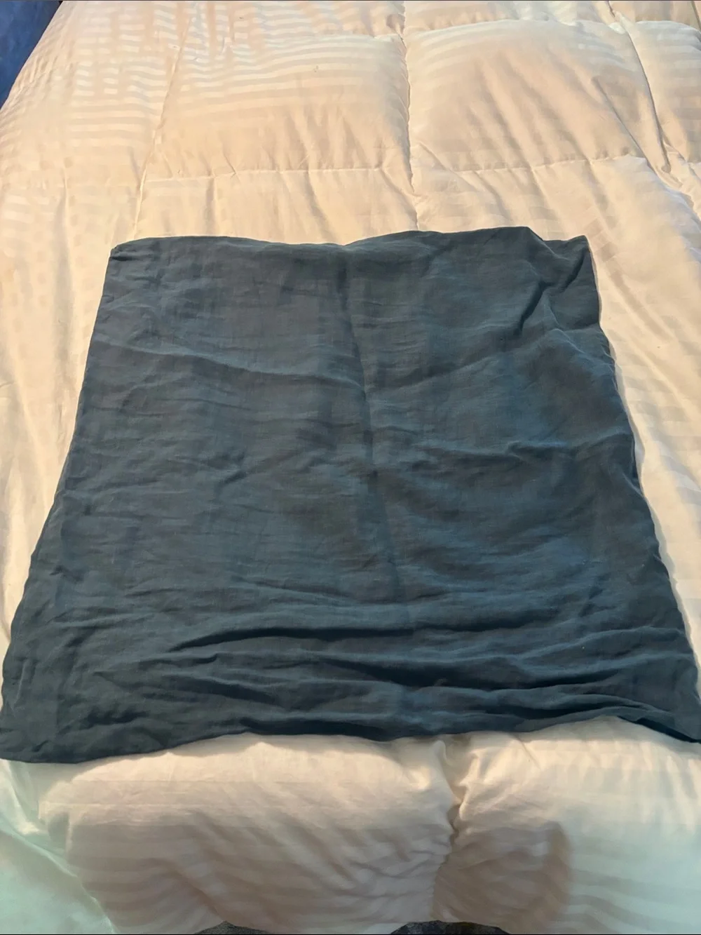 Soft Deep Blue Linen Euro Pillow Cover by Piglet